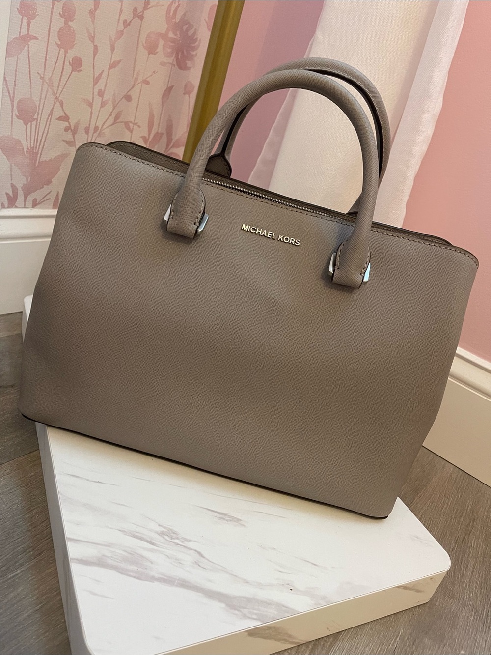 Michael Kors dark grey Saffiano Satchel Handbag